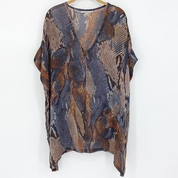 Bryn Walker Top 100% Silk Sheer Oversized Sz S Cap Sleeve Made in USA Lagenlook - Picture 1 of 11